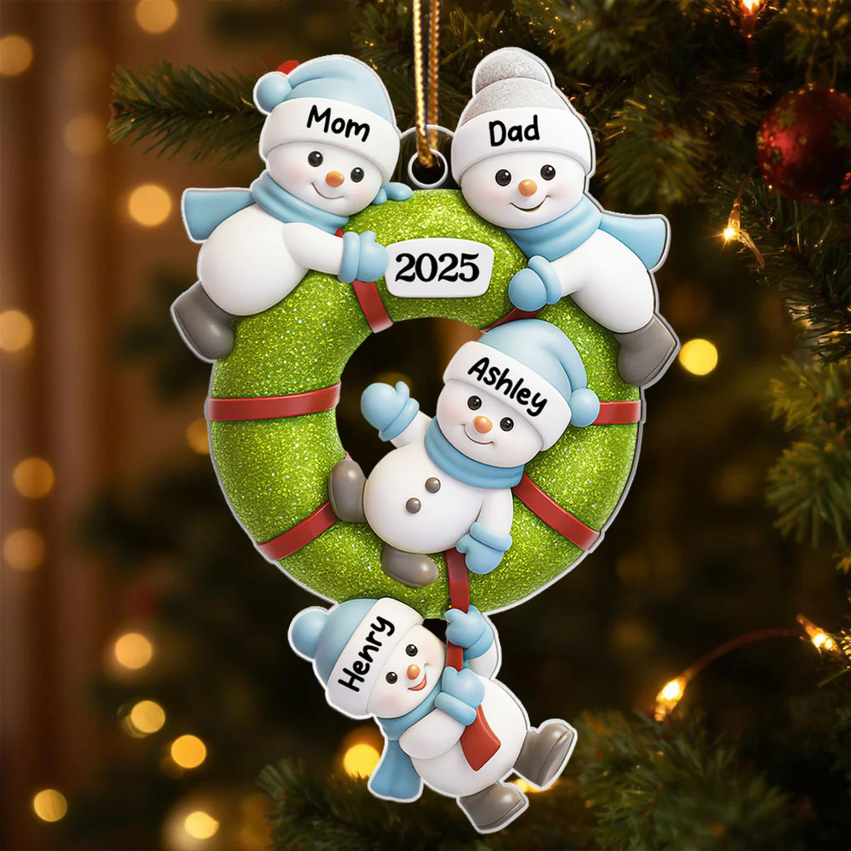 Cute Snowman Family - Personalized Acrylic Ornament - Christmas Gift for Family - Image 6