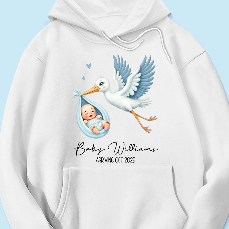 Cute Stork New Baby Personalized Shirt for New Mom, Pregnancy Announcement Gift for Her, Pregnancy Reveal Shirt - Image 19