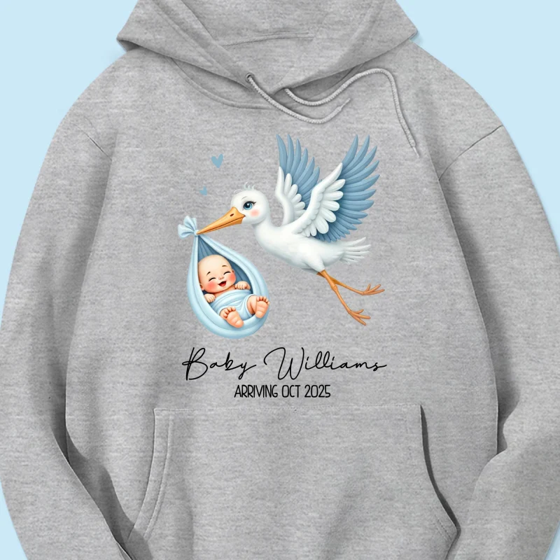 Cute Stork New Baby Personalized Shirt for New Mom, Pregnancy Announcement Gift for Her, Pregnancy Reveal Shirt - Image 20
