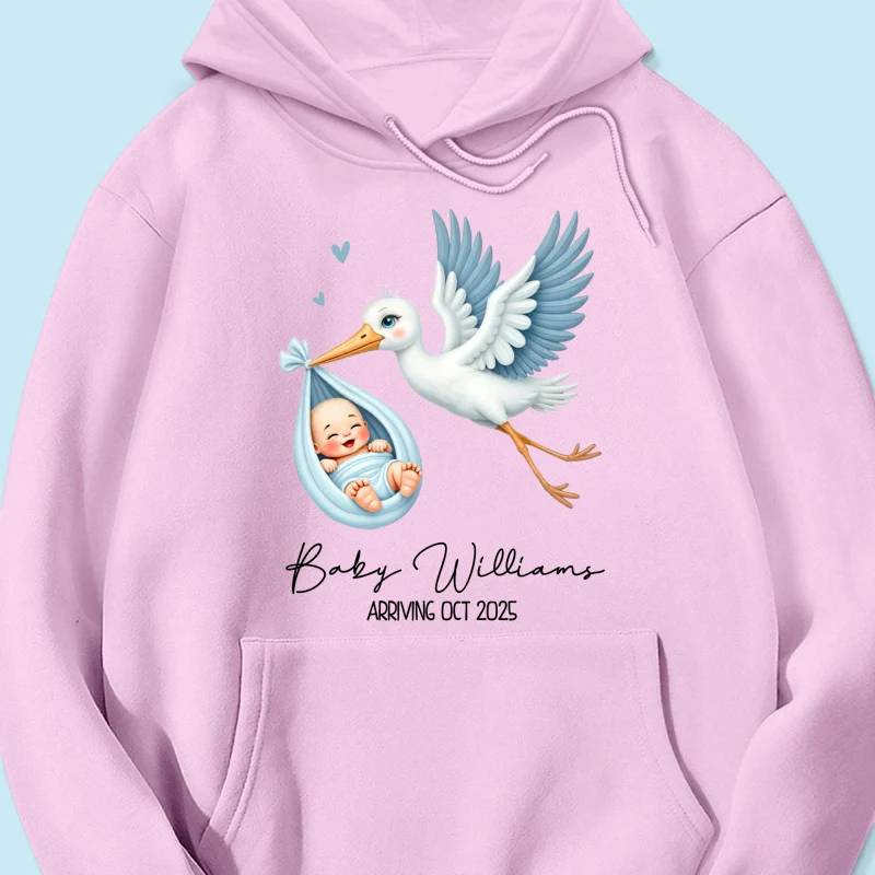 Cute Stork New Baby Personalized Shirt for New Mom, Pregnancy Announcement Gift for Her, Pregnancy Reveal Shirt - Image 21