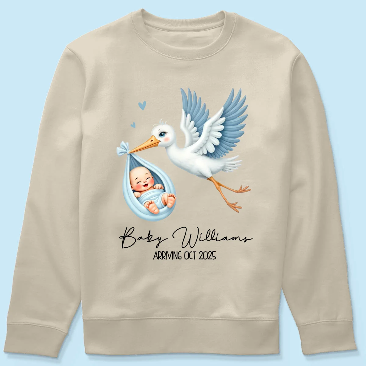 Cute Stork New Baby Personalized Shirt for New Mom, Pregnancy Announcement Gift for Her, Pregnancy Reveal Shirt - Image 26