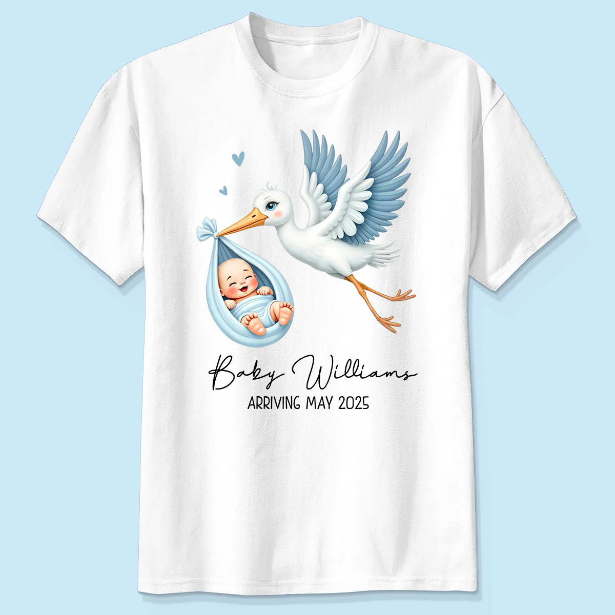 Cute Stork New Baby Personalized Shirt for New Mom, Pregnancy Announcement Gift for Her, Pregnancy Reveal Shirt - Image 6