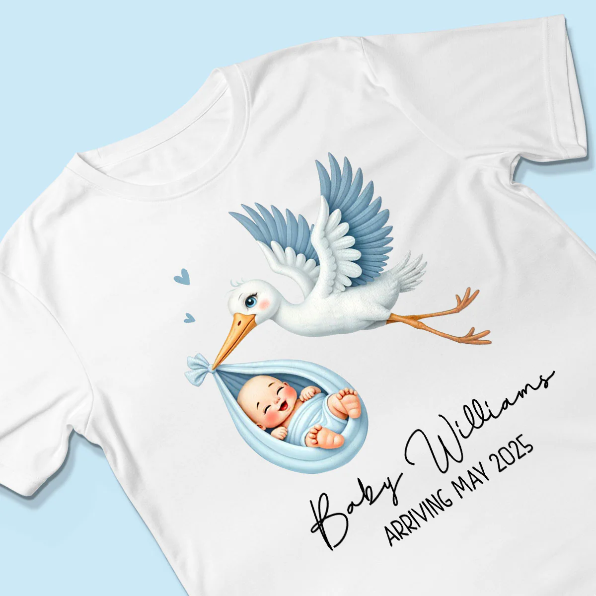 Cute Stork New Baby Personalized Shirt for New Mom, Pregnancy Announcement Gift for Her, Pregnancy Reveal Shirt - Image 8