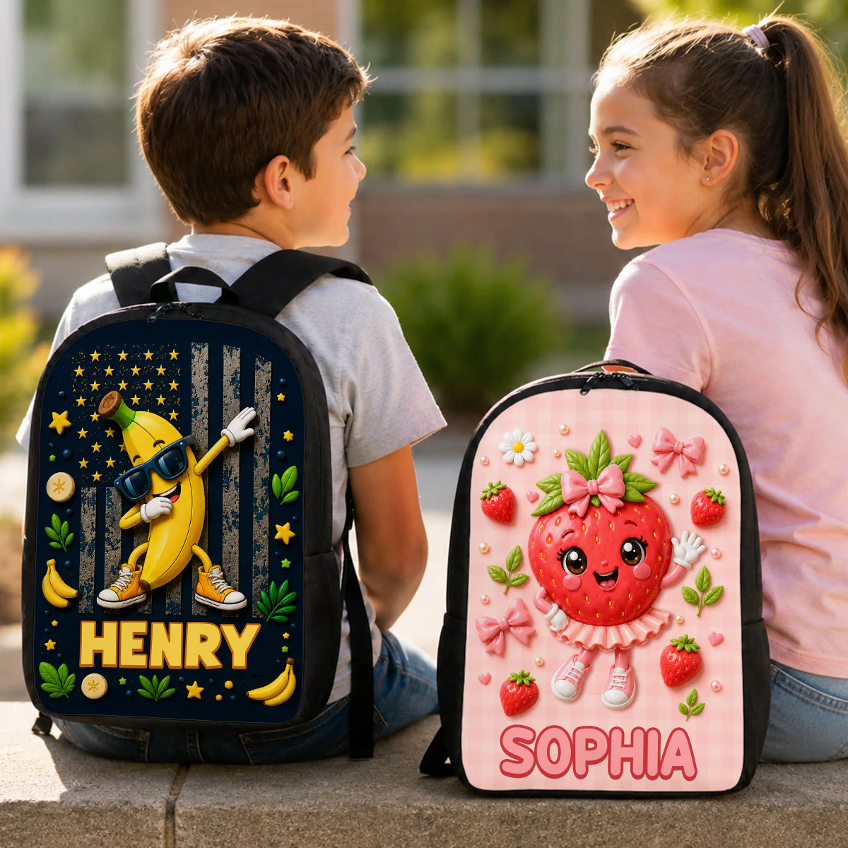 Cute Strawberry Banana - Personalized Backpack - Back To School Gift For Kids, Daughters, Sons, Grandkids - Image 5