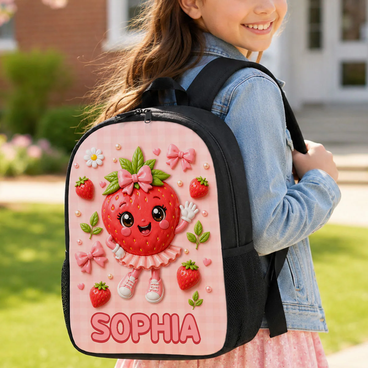Cute Strawberry Banana - Personalized Backpack - Back To School Gift For Kids, Daughters, Sons, Grandkids - Image 6