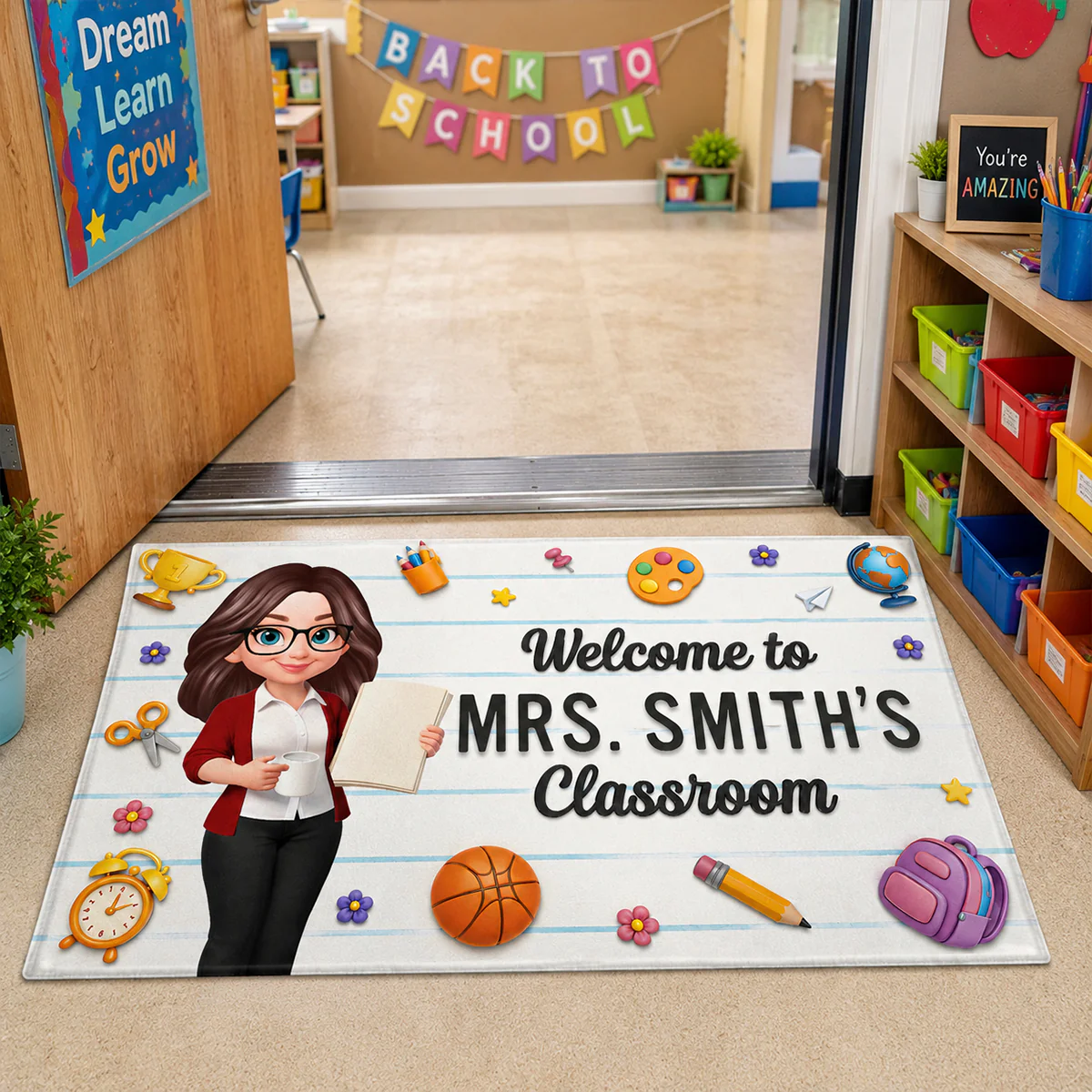 Cute Teacher Welcome Classroom - Personalized Doormat - Back To School Gift For Teacher, Classroom Decor - Image 6