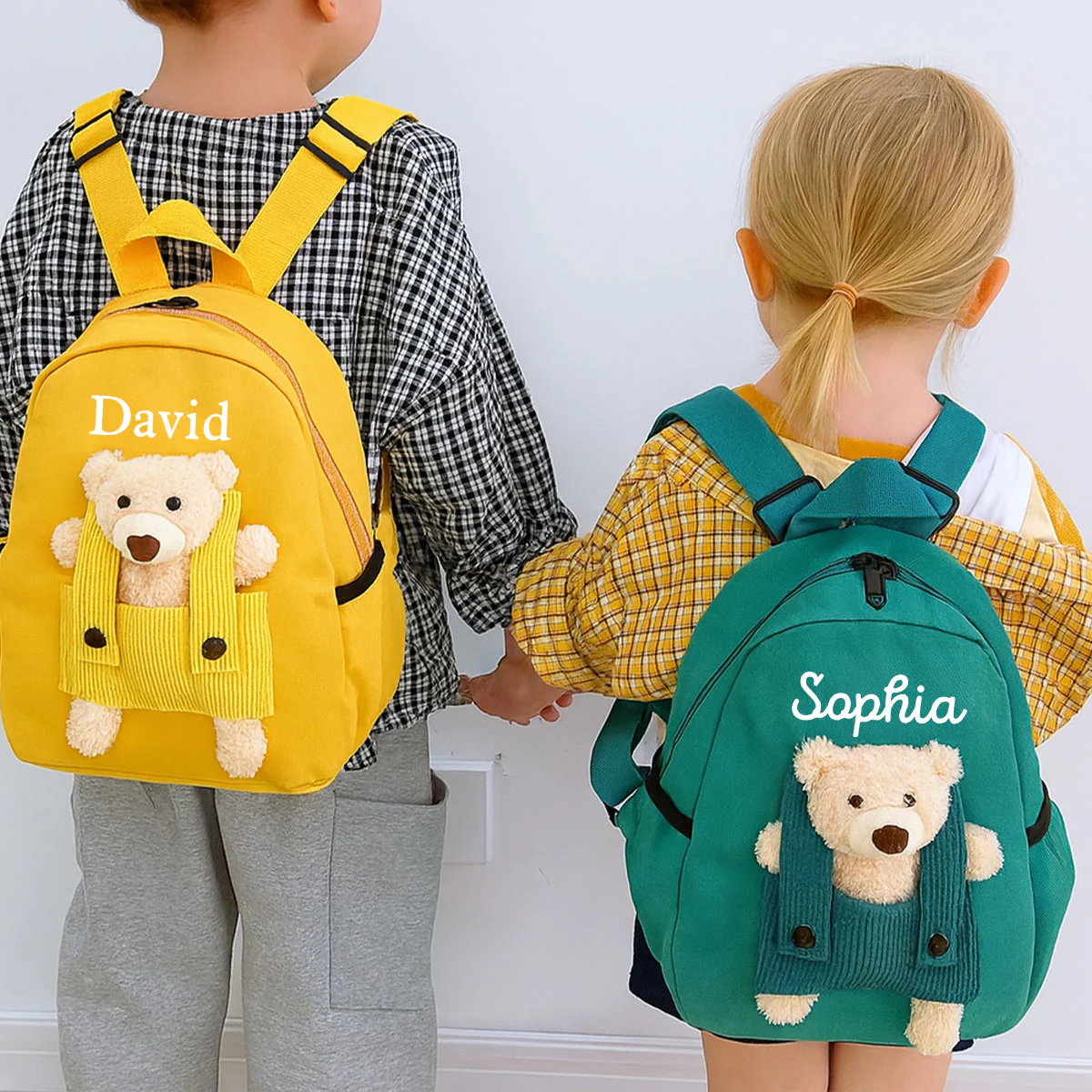 Cute Teddy Bear Nursery Backpack School Bag with Printed Kid’s Name, Back to School Gift for Kids - Image 3