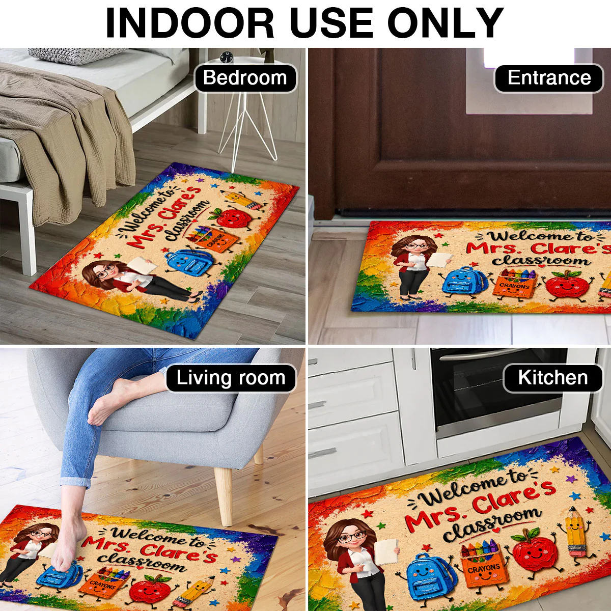 Cute Things Welcome Teacher Class Impasto Brushstroke - Personalized Doormat - Image 6