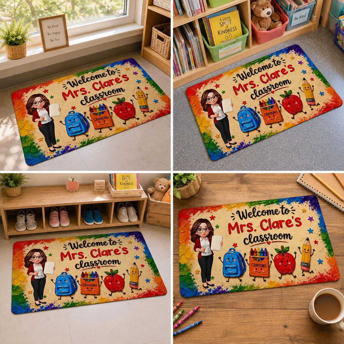 Cute Things Welcome Teacher Class Impasto Brushstroke - Personalized Doormat - Image 7