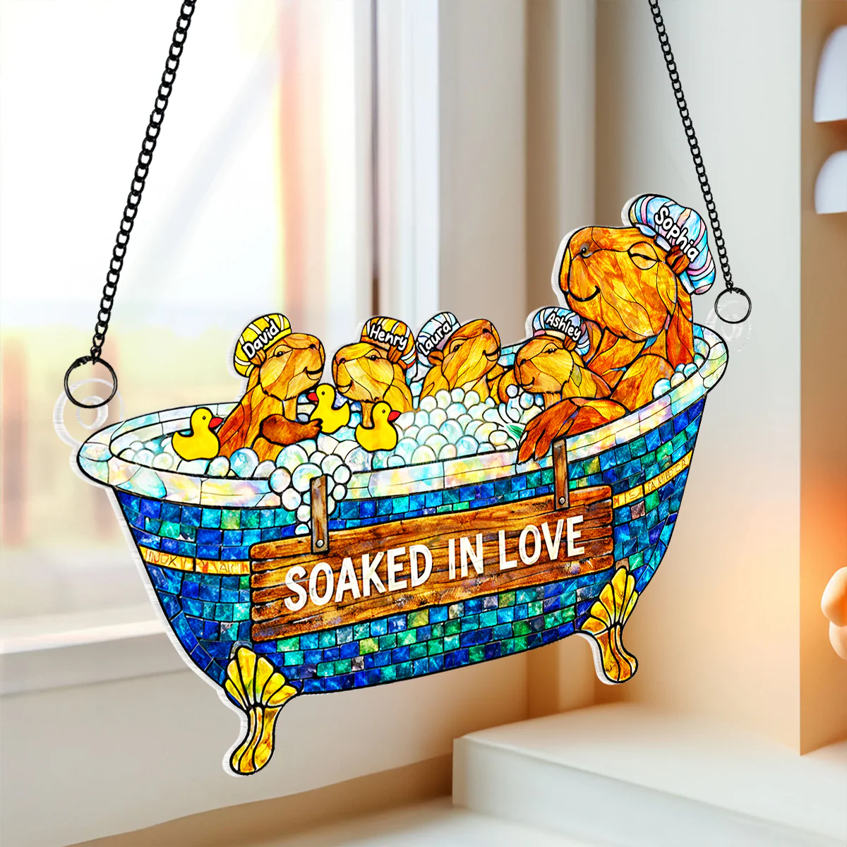 Cute Water Critter Mom - Personalized Suncatcher - Gift For Mom, Grandma - Image 6