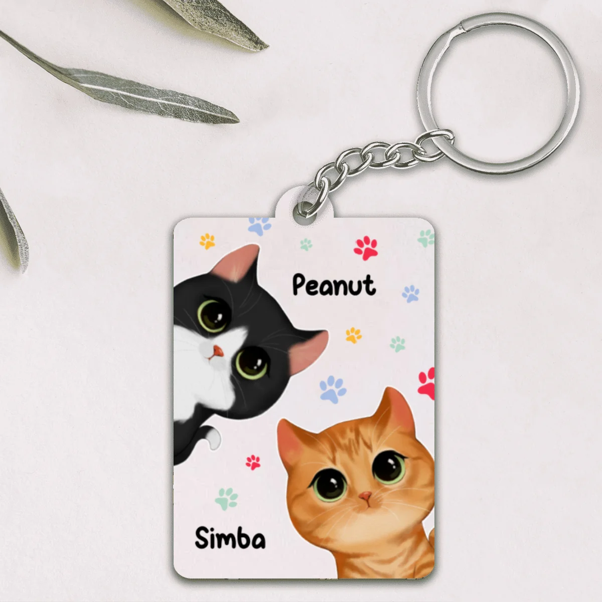 Cute Watercolor Cats Peeking Gift For Cat Lover Personalized Acrylic Keychain - Image 4