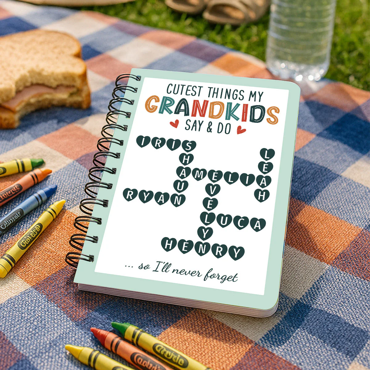Cutest Things My Grandkids Say & Do Crossword Puzzle Personalized Spiral Notebook Journal, Memory Book - Image 11