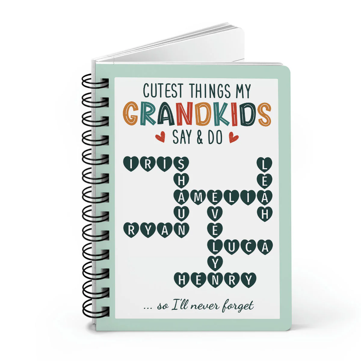 Cutest Things My Grandkids Say & Do Crossword Puzzle Personalized Spiral Notebook Journal, Memory Book - Image 2