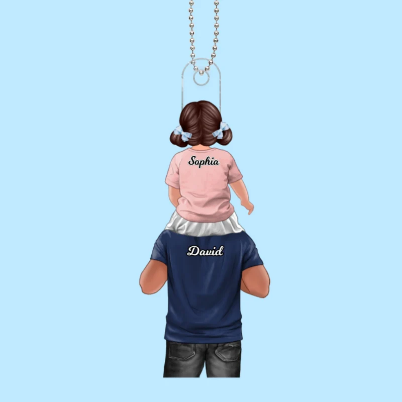 Dad And Daughter Son Piggy Back Personalized Ornament - Image 5