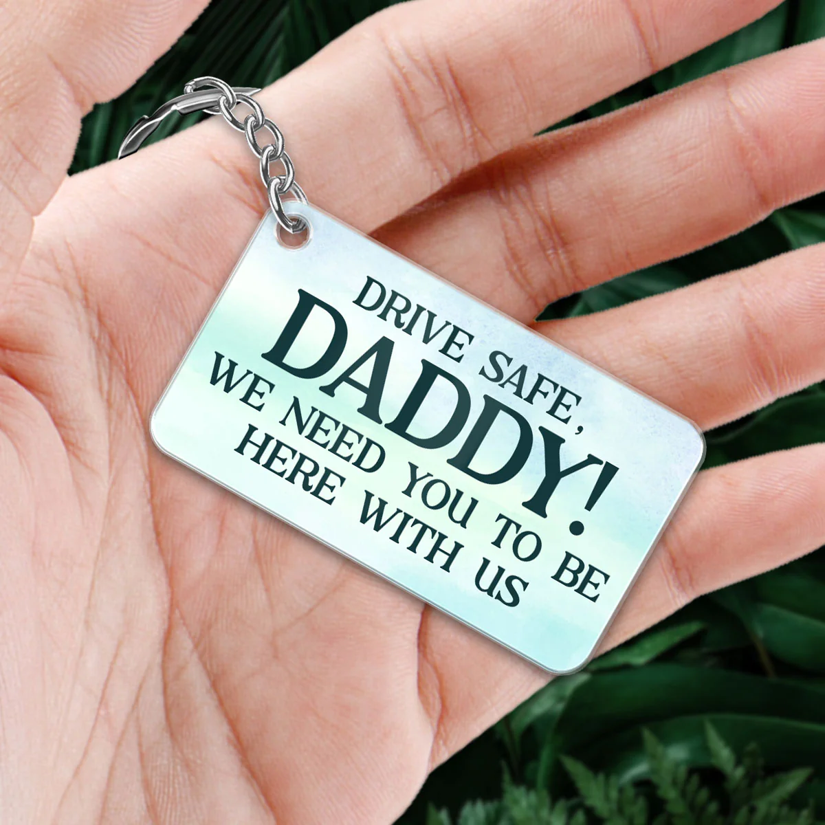 Dad And Kids Back View Sitting Forest Personalized Acrylic Keychain - Image 2