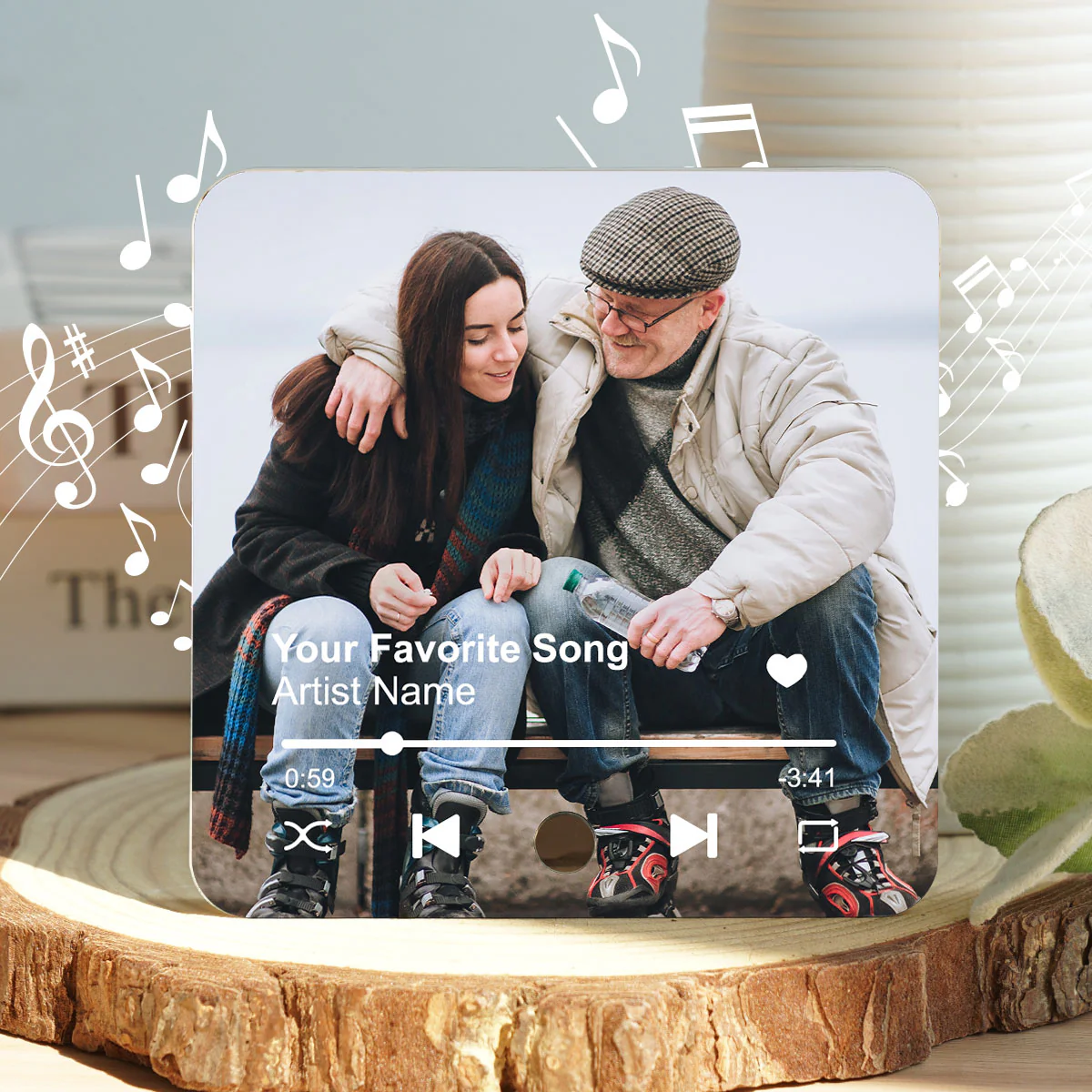 Dad And Kids Photo Custom Dad's Favorite Song Personalized Music Fridge Magnet, Play Full Song| Unique Gift For Dad - Image 6