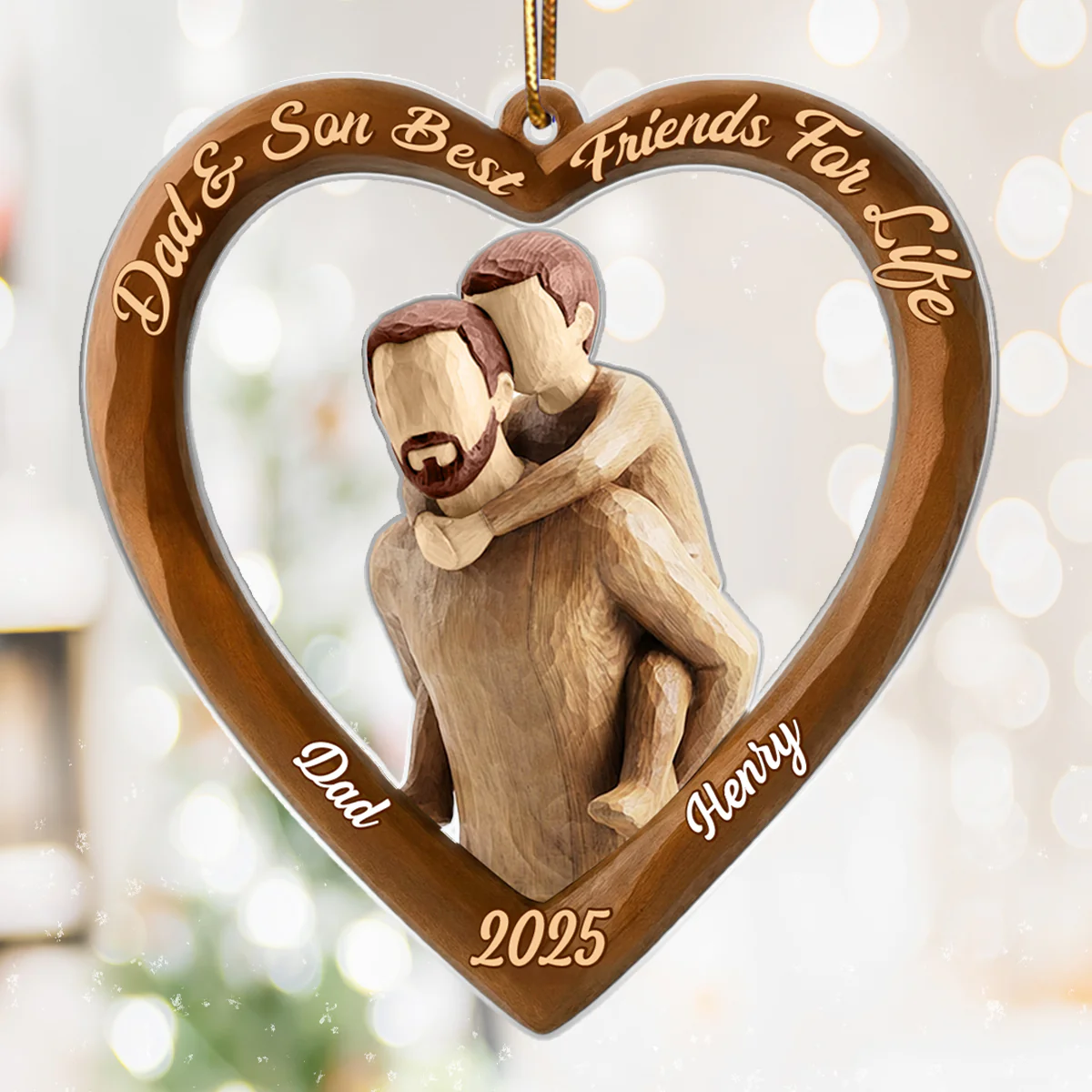 Dad And Son Daughter Heart Christmas - Personalized Acrylic Ornament - Heartwarming Christmas Gift For Dad, For Family - Image 7