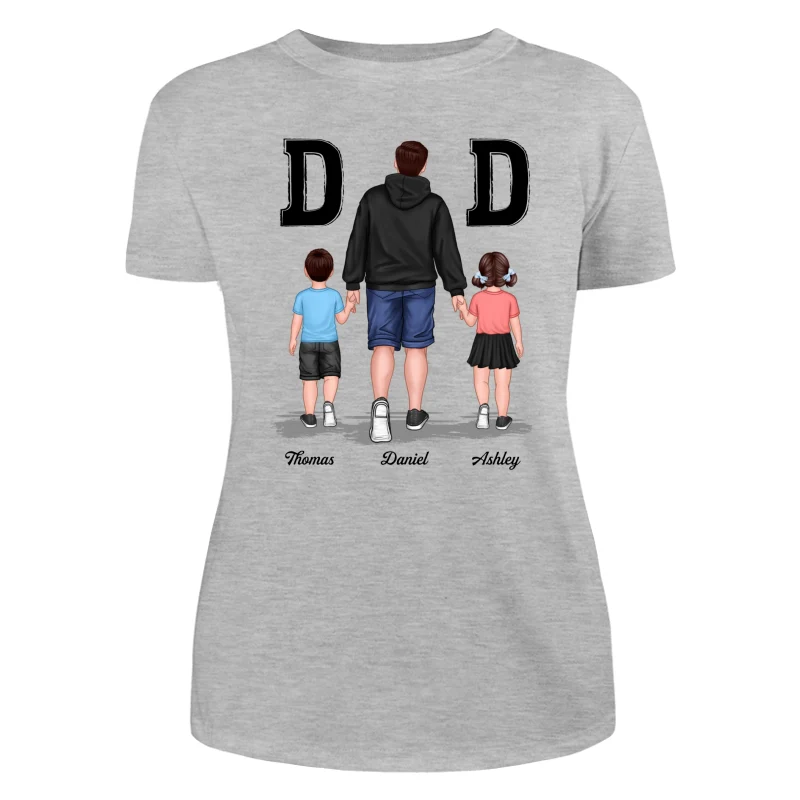 Dad And Son Daughter Walking Gift For Dad Personalized Shirt - Image 10