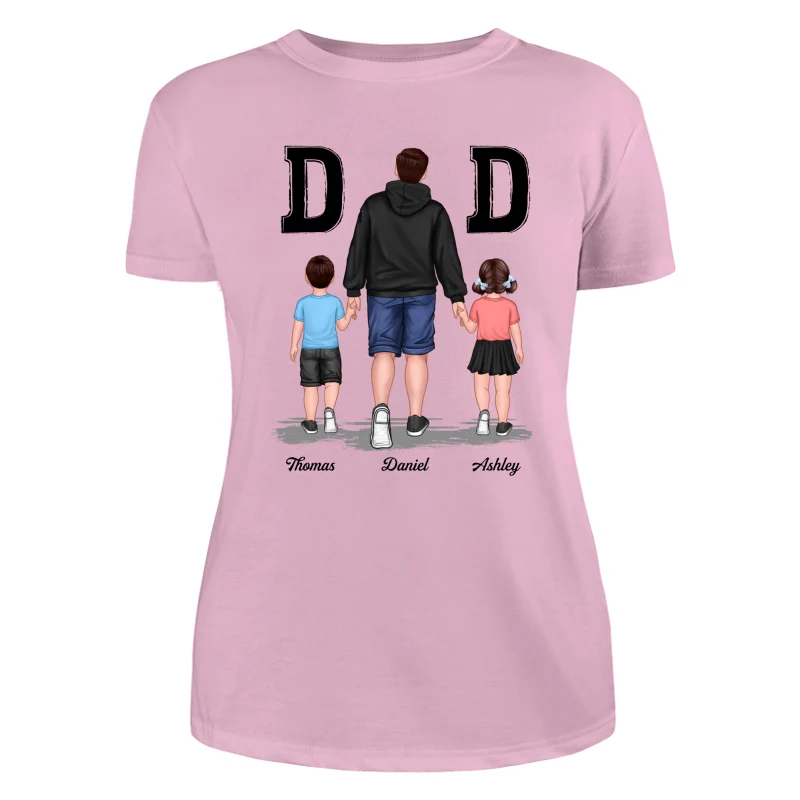 Dad And Son Daughter Walking Gift For Dad Personalized Shirt - Image 11
