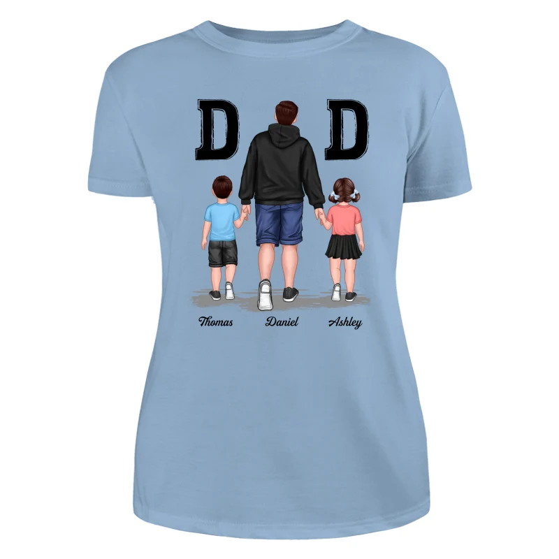 Dad And Son Daughter Walking Gift For Dad Personalized Shirt - Image 12