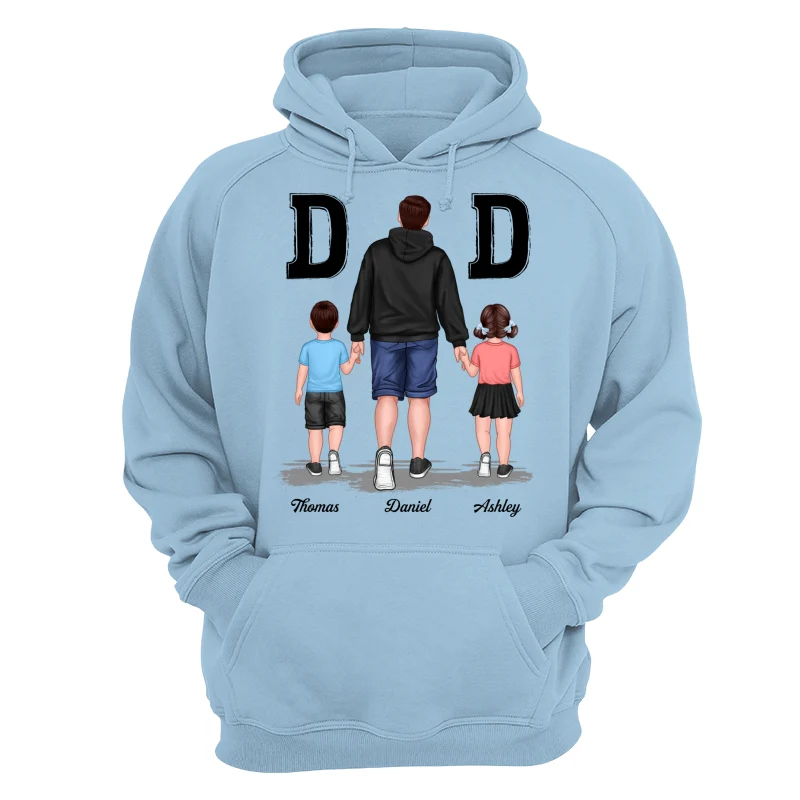 Dad And Son Daughter Walking Gift For Dad Personalized Shirt - Image 16