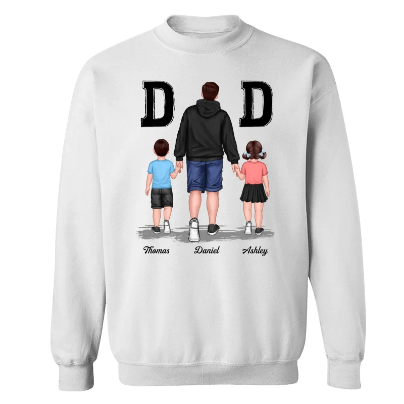 Dad And Son Daughter Walking Gift For Dad Personalized Shirt - Image 17