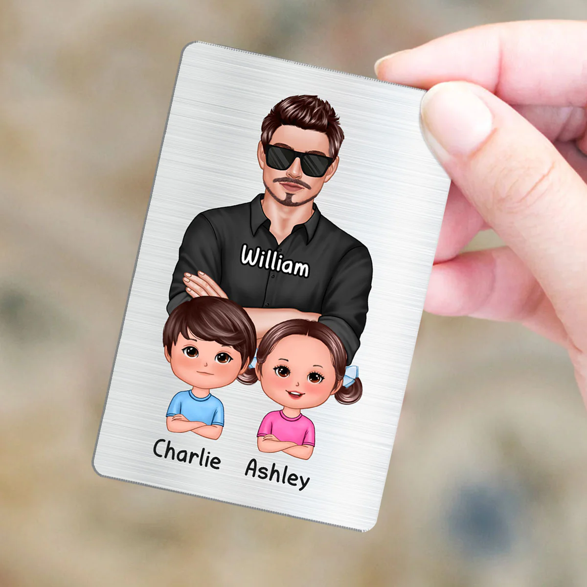 Dad At Least You Don‘t Have Ugly Children Personalized Metal Wallet Card - Image 5