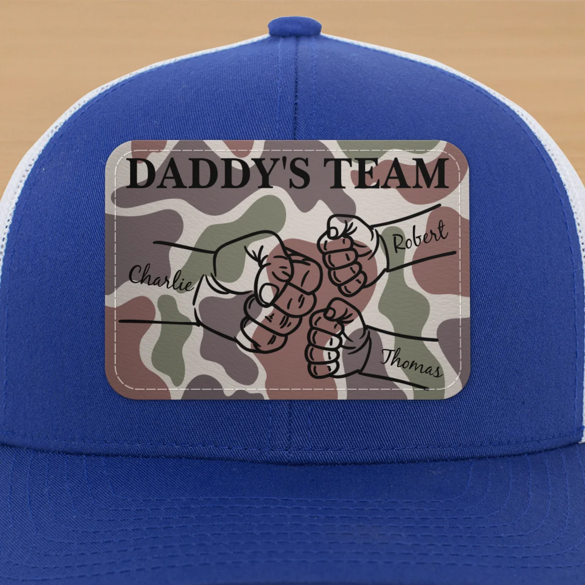 Dad Camouflage Pattern Fist Bump Outline Personalized Leather Patch Hat - Image 17