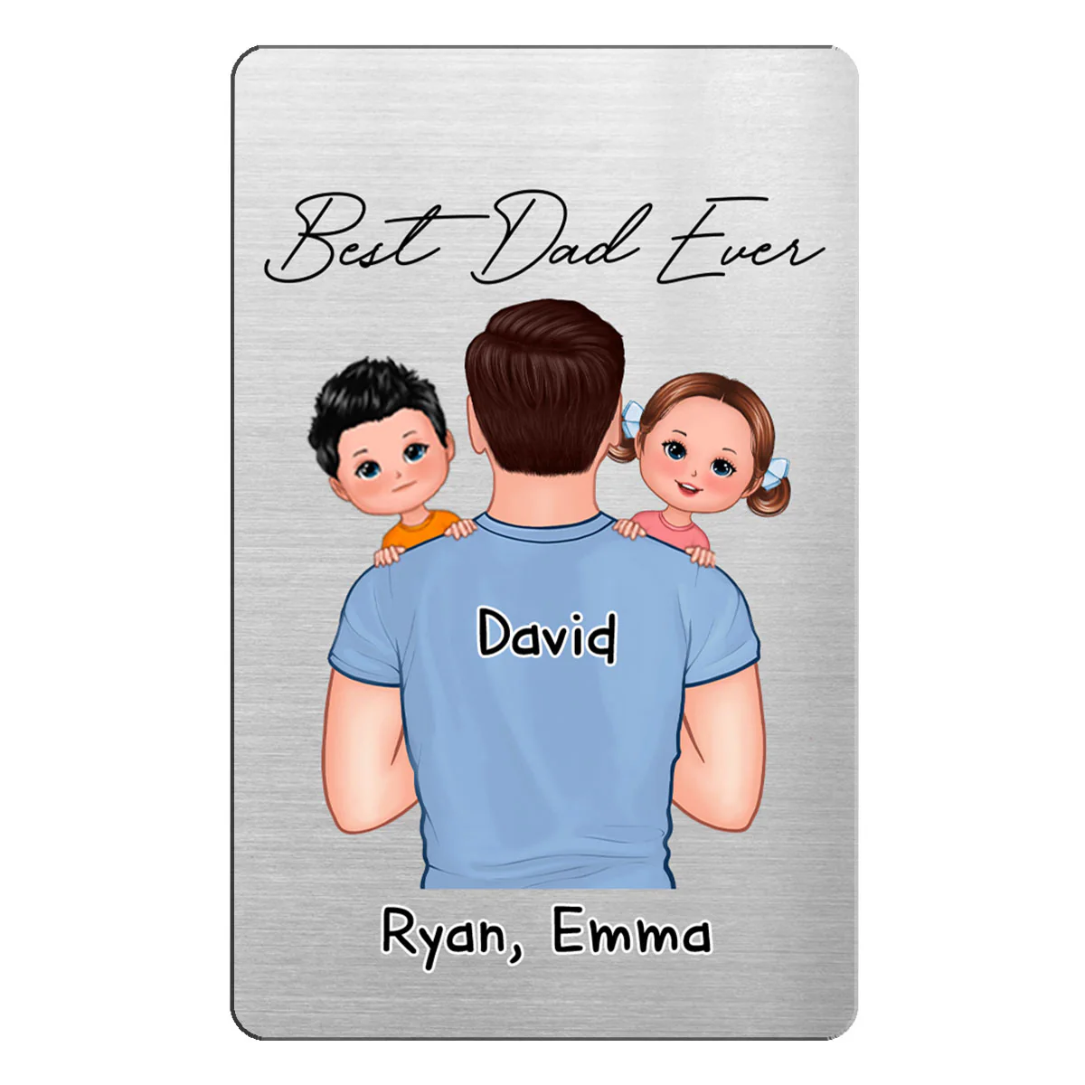 Dad Carrying Kids On Shoulder Gift For Dads Personalized Metal Wallet Card - Image 2