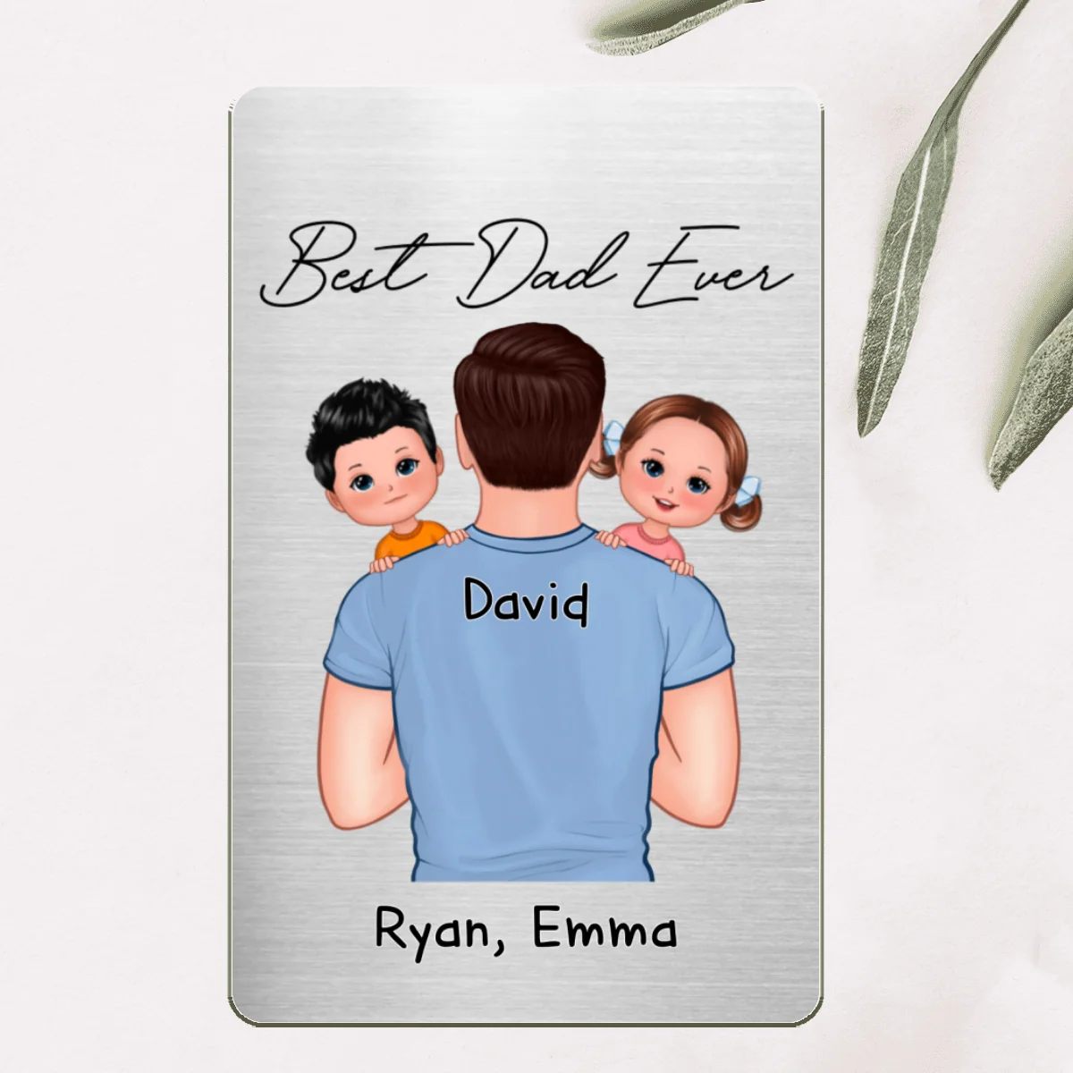 Dad Carrying Kids On Shoulder Gift For Dads Personalized Metal Wallet Card - Image 5