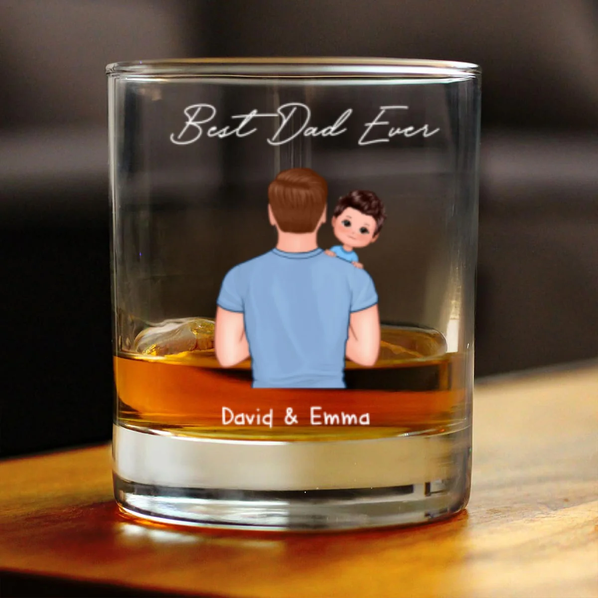 Dad Carrying Kids On Shoulder Personalized Wine Glass, Father's Day Gift For Dad, Husband - Image 10