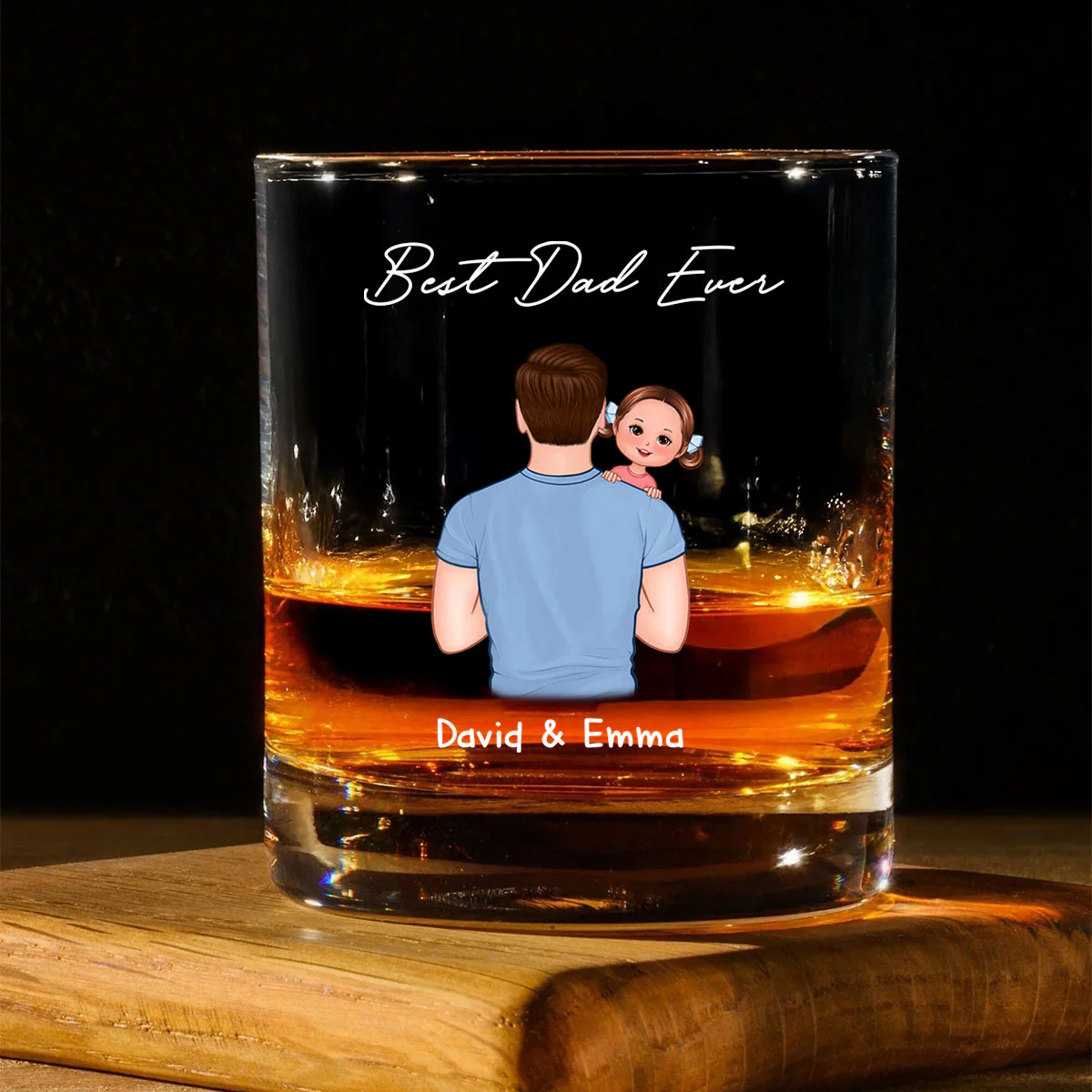 Dad Carrying Kids On Shoulder Personalized Wine Glass, Father's Day Gift For Dad, Husband - Image 3