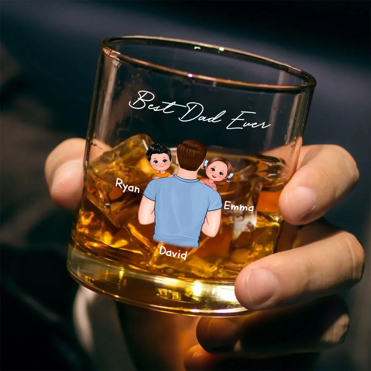 Dad Carrying Kids On Shoulder Personalized Wine Glass, Father's Day Gift For Dad, Husband - Image 5