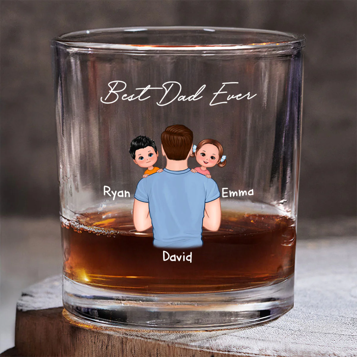Dad Carrying Kids On Shoulder Personalized Wine Glass, Father's Day Gift For Dad, Husband - Image 6