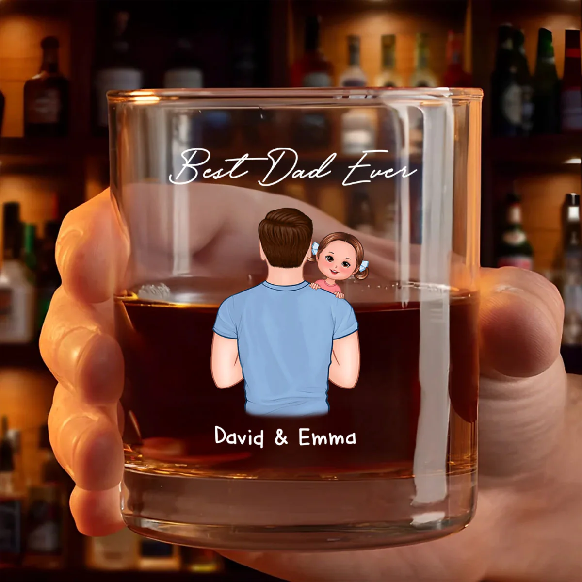 Dad Carrying Kids On Shoulder Personalized Wine Glass, Father's Day Gift For Dad, Husband - Image 7