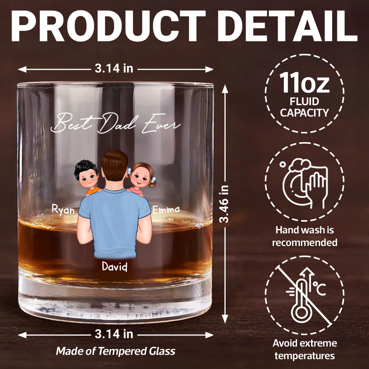 Dad Carrying Kids On Shoulder Personalized Wine Glass, Father's Day Gift For Dad, Husband - Image 9