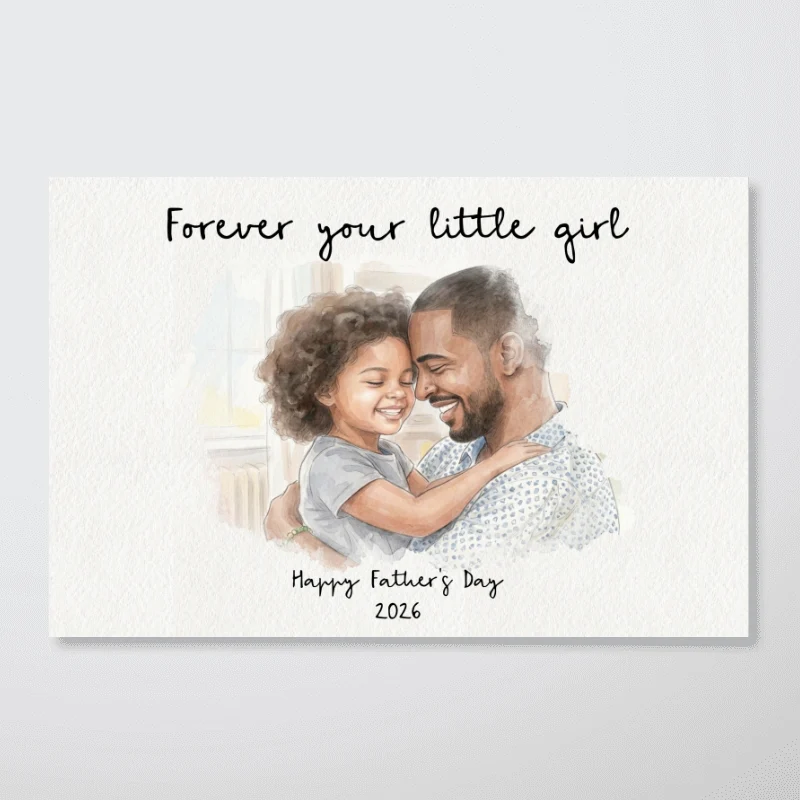 Dad Daughter Son Custom Watercolor Portrait from Photo - Personalized Poster - Father's Day Gift for Him - Image 10