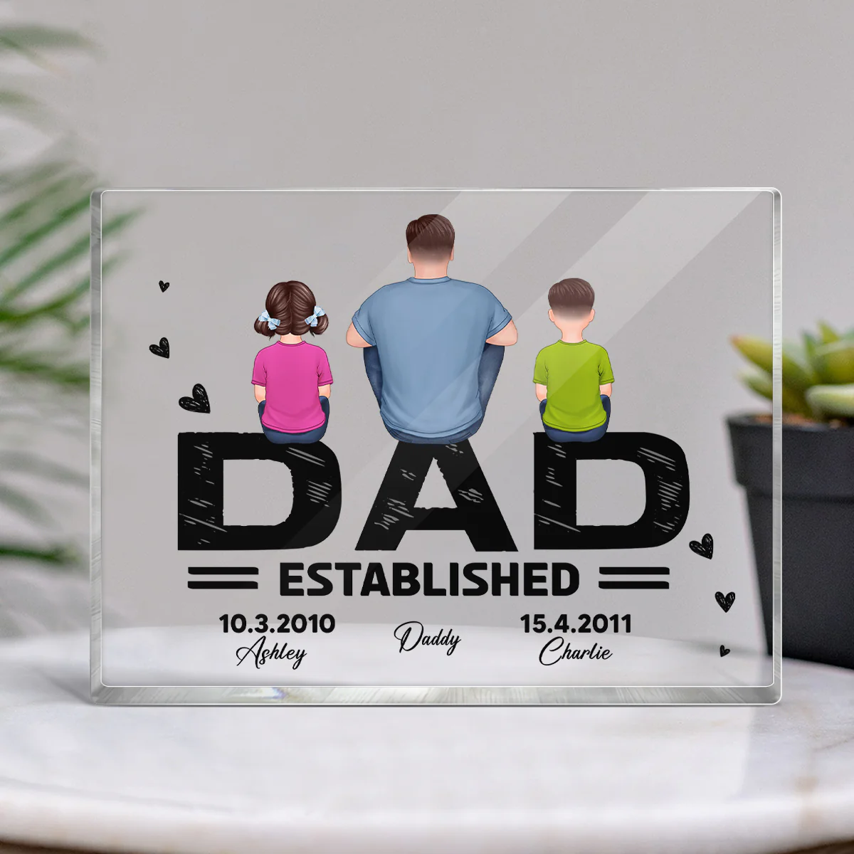 Dad Established Father‘s Day Gift Personalized Rectangle Acrylic Block Plaque