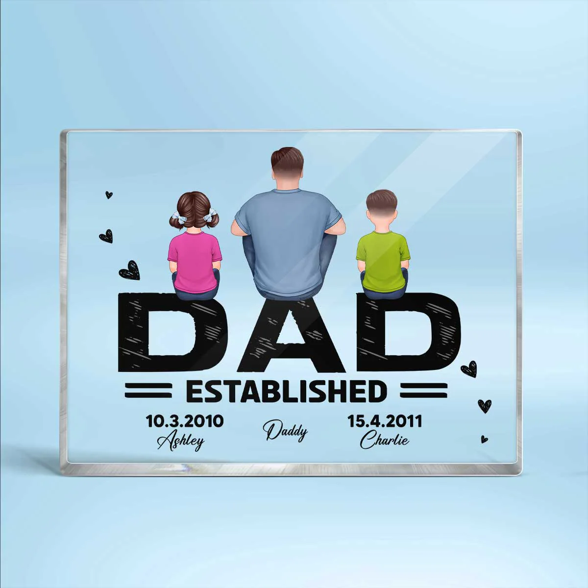 Dad Established Father‘s Day Gift Personalized Rectangle Acrylic Block Plaque - Image 2