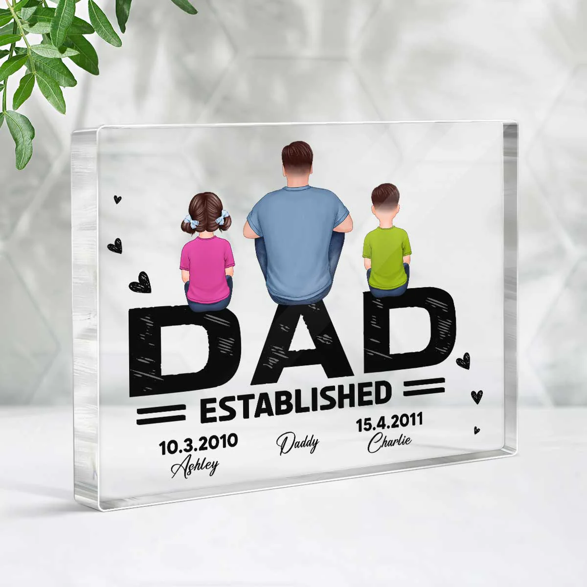 Dad Established Father‘s Day Gift Personalized Rectangle Acrylic Block Plaque - Image 3