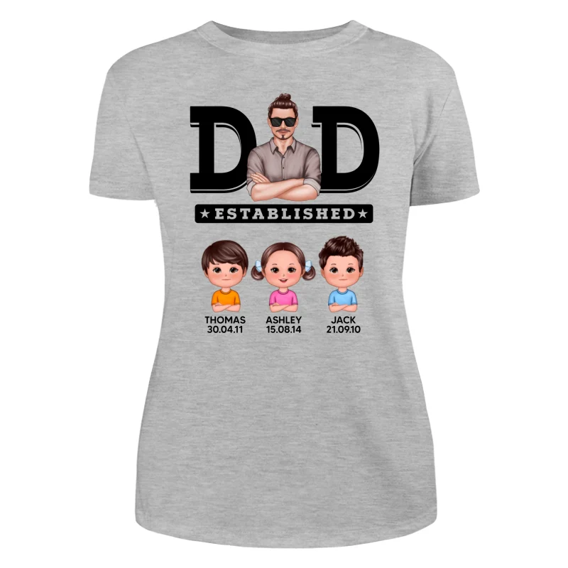 Dad Established Man & Doll Kids Birthday Personalized Shirt - Image 10