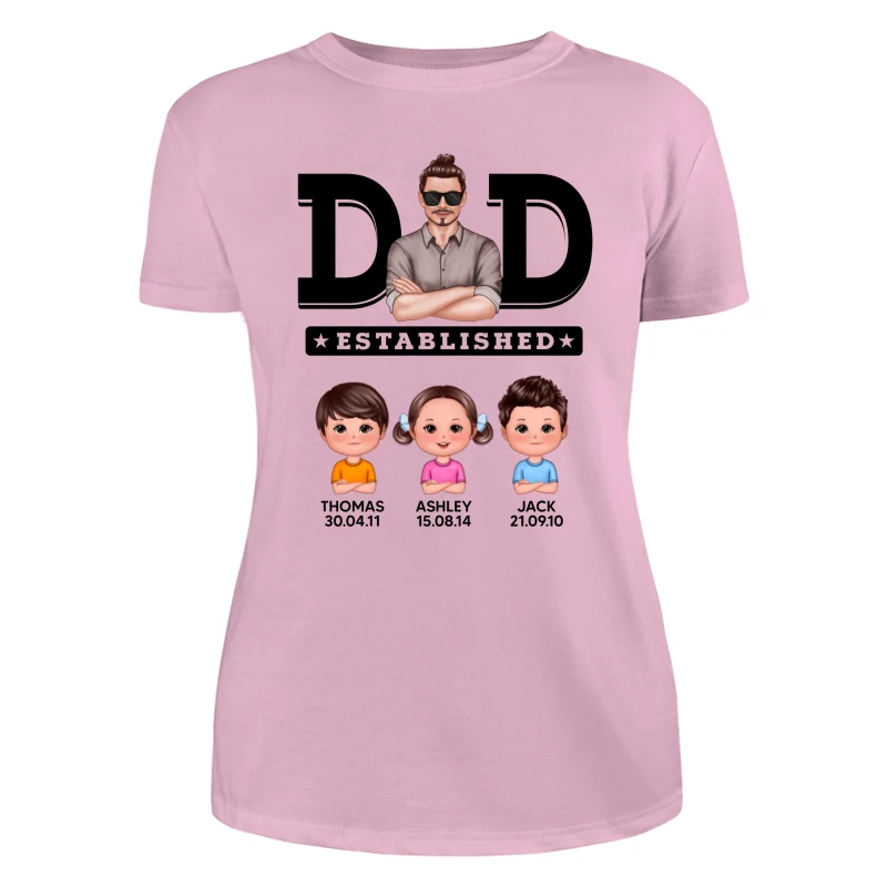 Dad Established Man & Doll Kids Birthday Personalized Shirt - Image 11