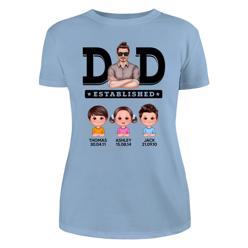 Dad Established Man & Doll Kids Birthday Personalized Shirt - Image 12