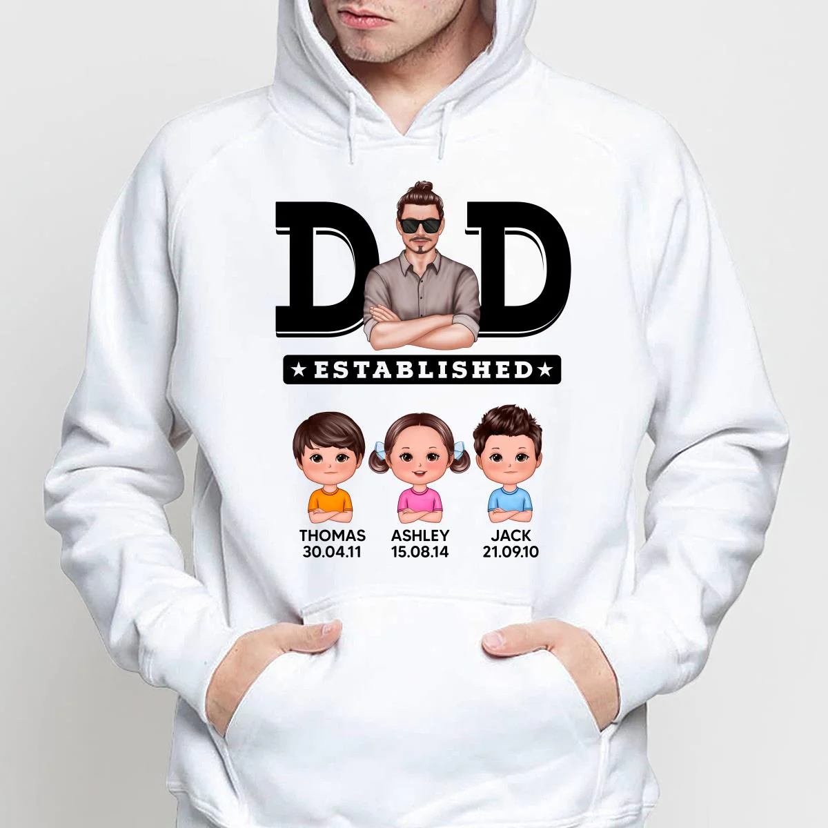 Dad Established Man & Doll Kids Birthday Personalized Shirt - Image 4