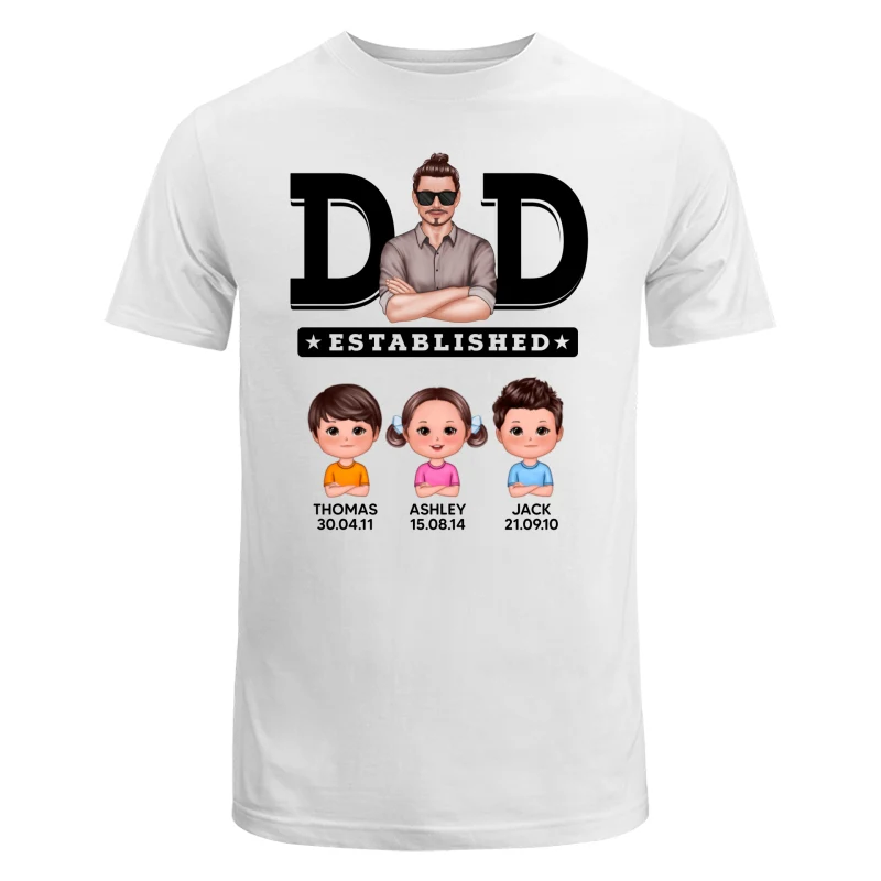 Dad Established Man & Doll Kids Birthday Personalized Shirt - Image 5