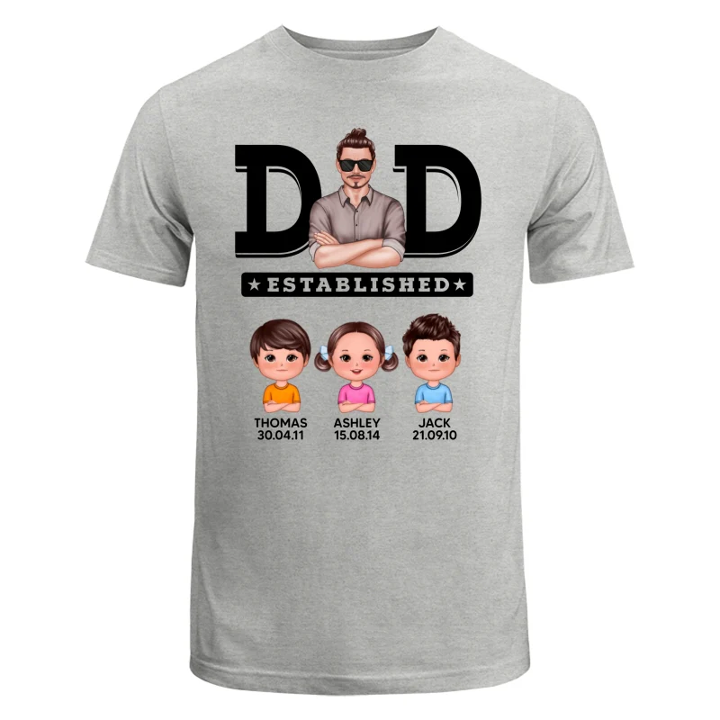 Dad Established Man & Doll Kids Birthday Personalized Shirt - Image 6