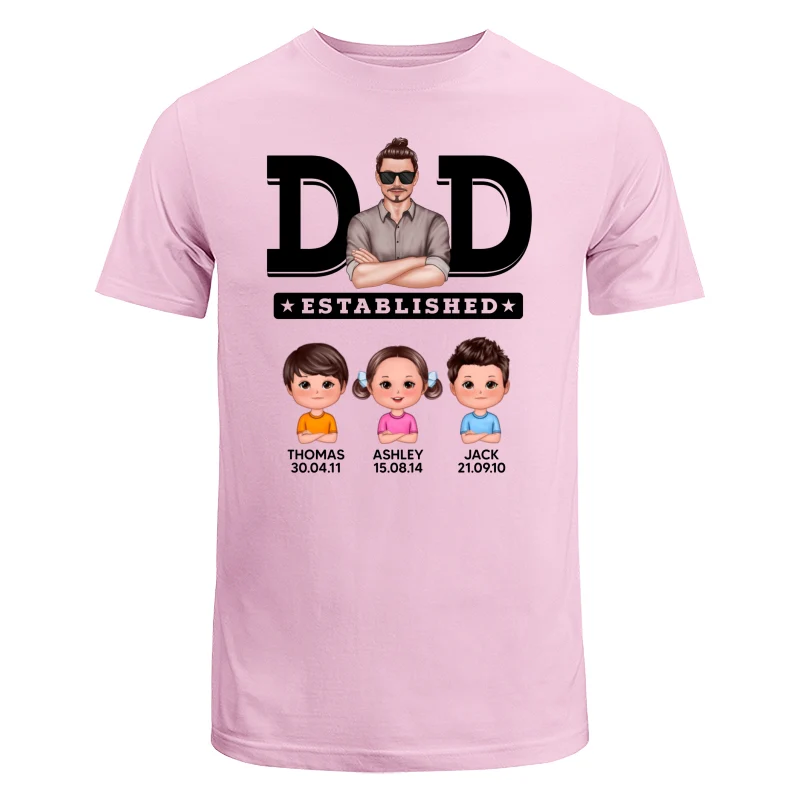 Dad Established Man & Doll Kids Birthday Personalized Shirt - Image 7