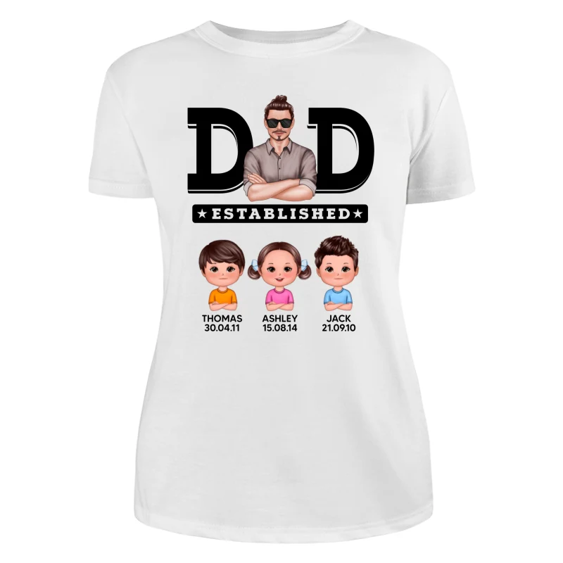 Dad Established Man & Doll Kids Birthday Personalized Shirt - Image 9