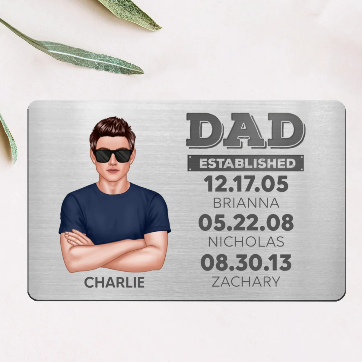 Dad Established Man & Kids Personalized Wallet Metal Card - Image 5