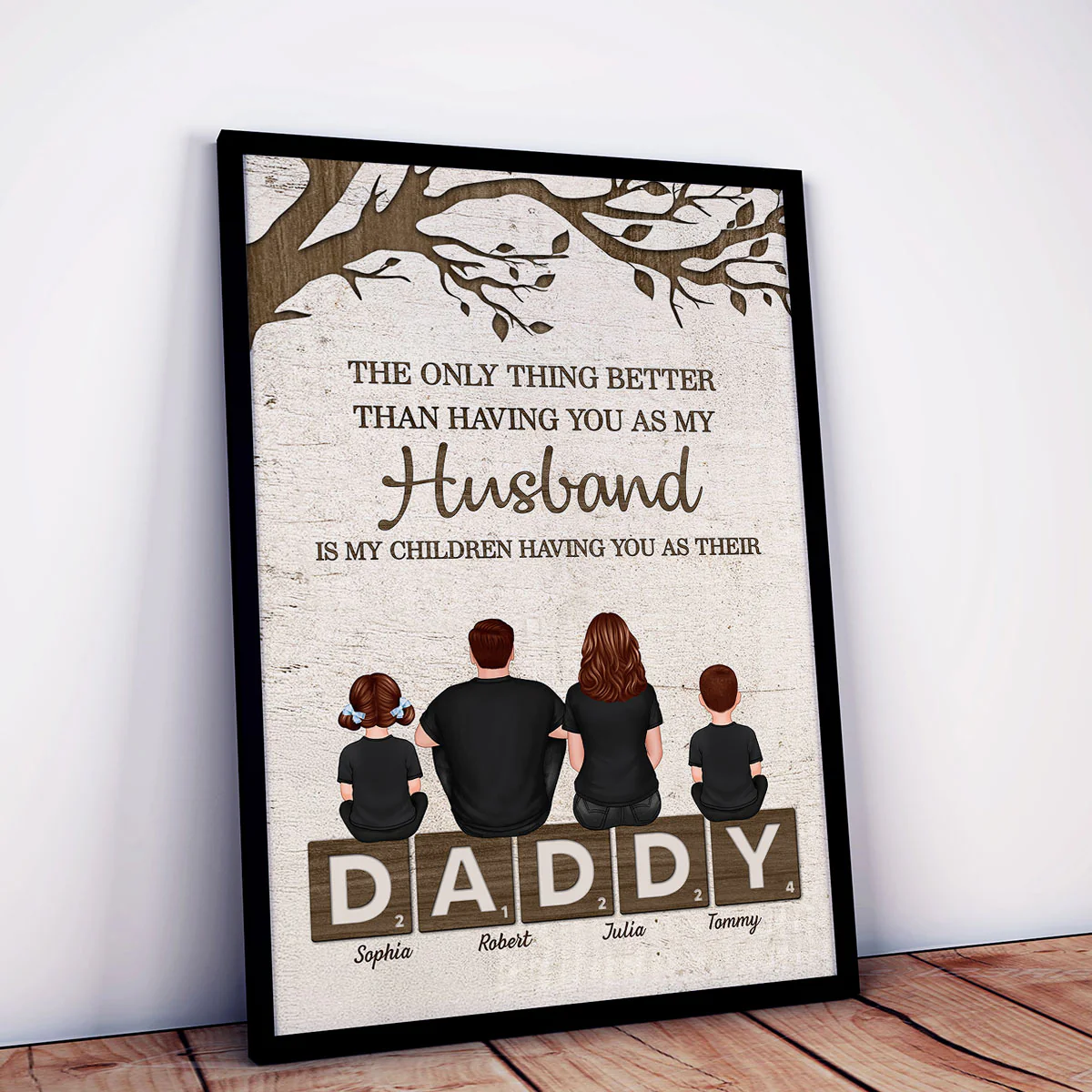 Dad Family Sitting On Text The Only Thing Personalized Poster, Father's Day gift - Image 3